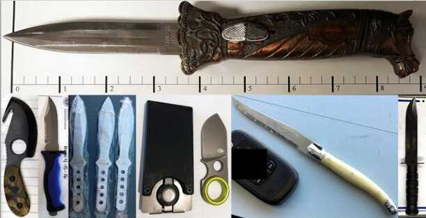 Knives, too. I assume most of these were loaded.