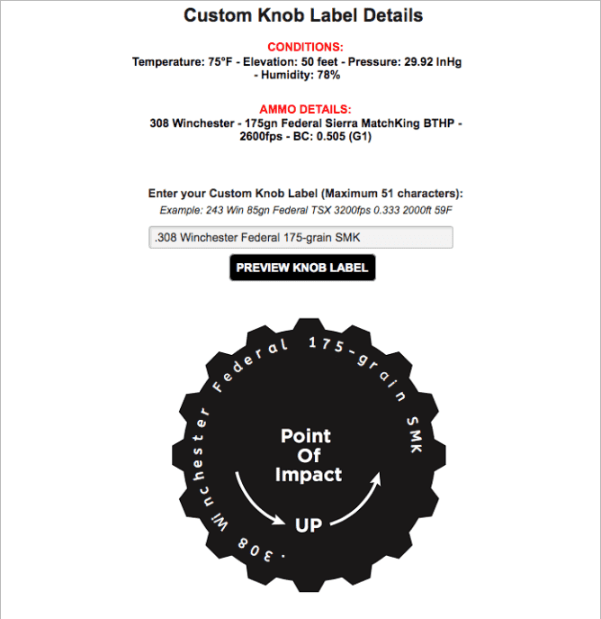Why not design custom turret knobs that indicate distances for your exact ammunition load and local environment?