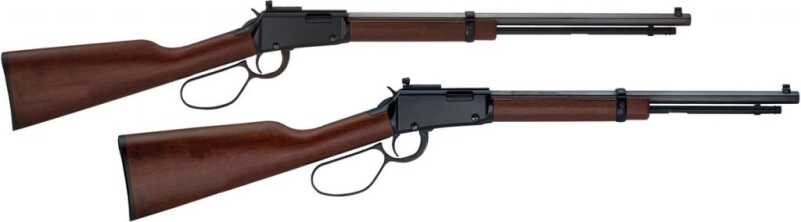 Henry's .22 Magnum Small Game Exterminators The rifle version (top) has a longer barrel and higher capacity, than the carbine (below)