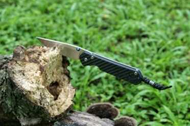 Chipping away at this fallen branch with ease