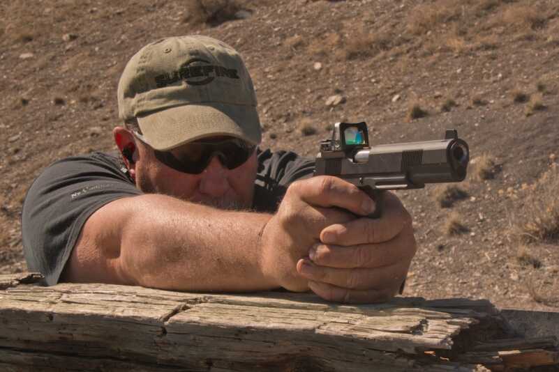 The author tested a new Republic Forge 10mm Longslide out to 100 yards for accuracy. It is shown equipped with a Trijicon RMR.