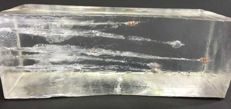 Aggressive expansion began a couple of inches into the Clear Ballistic gelatin block.