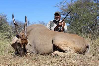 Blood In The Bushveld: A Father And Son On Their First Safari in South Africa The author was able to take this impressive Eland, a massive blue-grey coated, spiral-horned antelope.