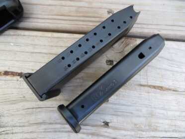 The pistol feeds from double-column, 17-round magazines.