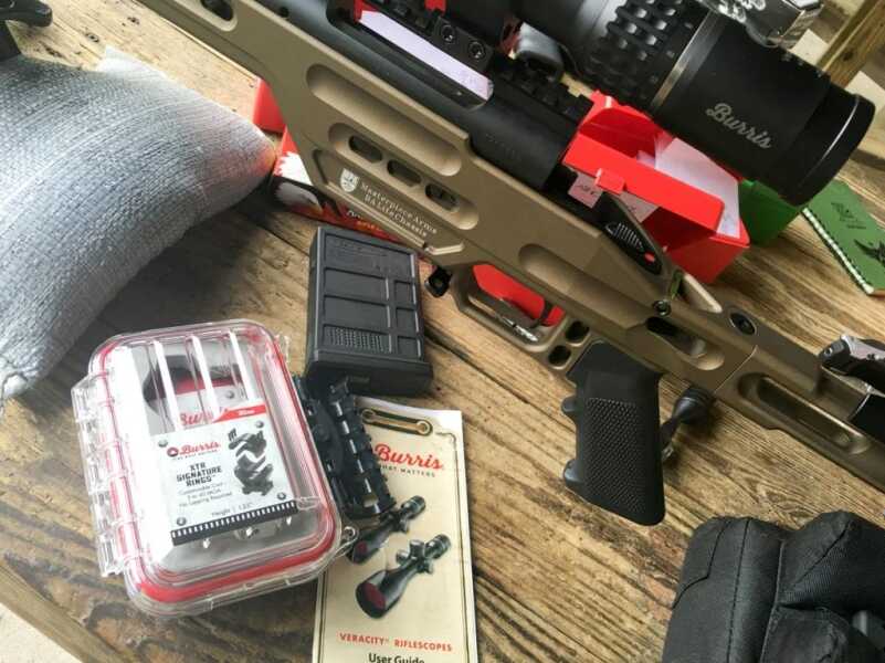 I mounted a Burris Veracity 4-20x50mm scope with Burris Signature XTR rings, putting the combination of rifle and optic just under the PRS Production Class rules price limit. 