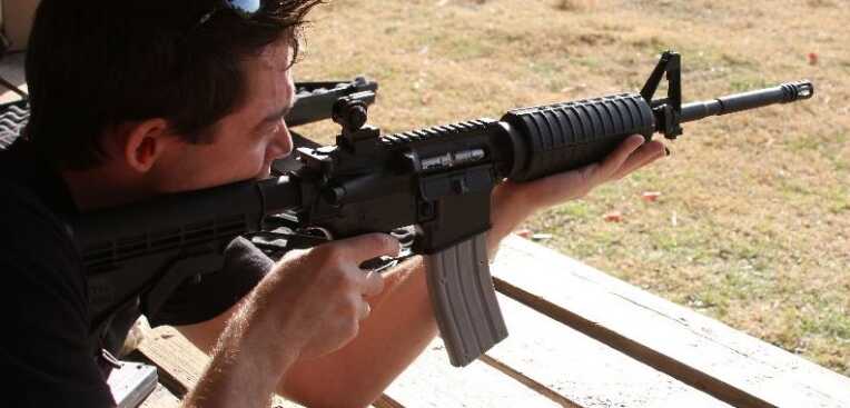 Illegal in Massachusetts: AR-15 modified with a .22lr conversion kit—totally an “Assault Rifle”! 