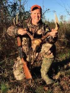 The author arrowed this buck the final day of bow season after bleating at it as he climbed into his stand. 
