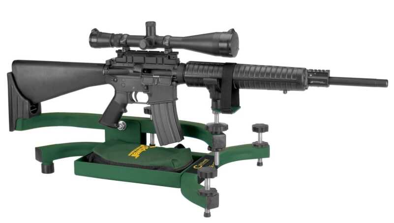 The Lead Sled Solo available from Midsouth Shooters offers both recoil reduction and the ability to use lever-actions and magazine-fed rifles due to its U-shaped frame. Image courtesy of Caldwell Shooting Supplies.