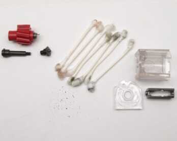 Salvage Your Ruger 10/22 Mags for Under The parts on the left were dry cleaned with cotton swabs. The three parts on the right were wet cleaned with Hoppe’s Elite Foaming Cleaner and soft nylon brush. Dust pile and used swabs were from dry cleaning. So much previously unreachable filth.