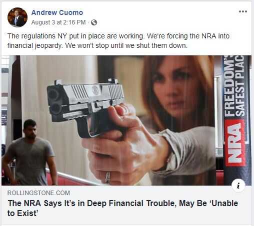 ACLU Backs NRA, Files Brief Condemning New York Gov. Cuomo ACLU Backs NRA, Files Brief Condemning New York Gov. Cuomo