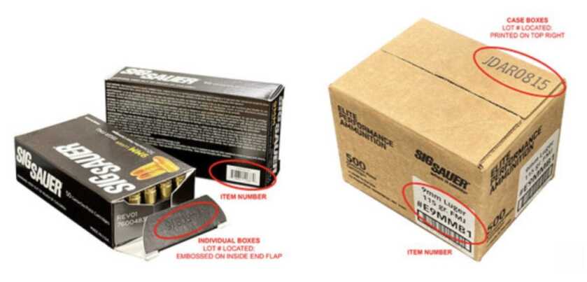 SIG SAUER 9MM, 115gr, Elite Ball, FMJ Product Warning and Recall Notice