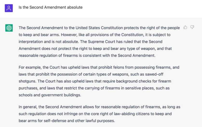 Is the 2A Absolute?  We Asked AI Program ChatGPT And Here's What It Said
