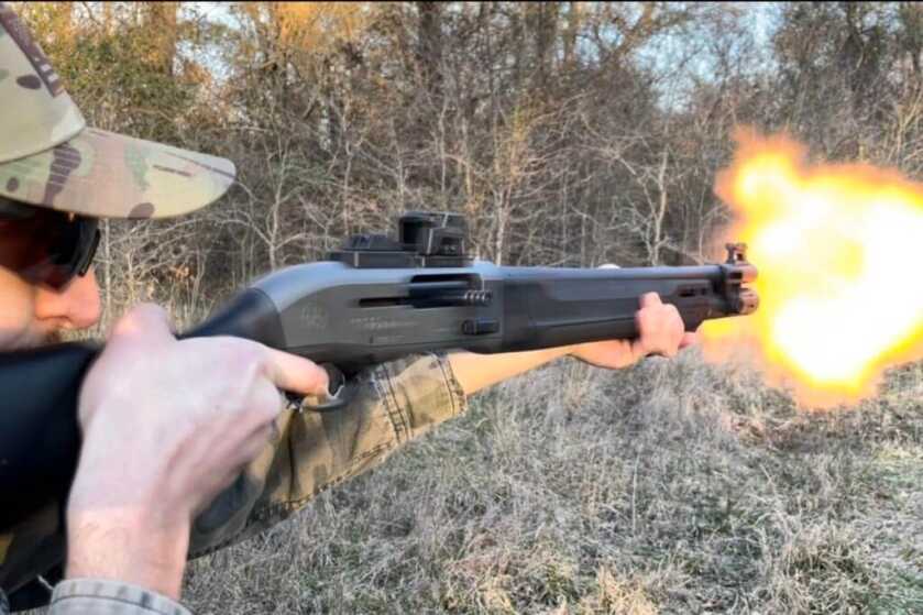 Beretta A300 Ultima Patrol shooting live in a wooded area