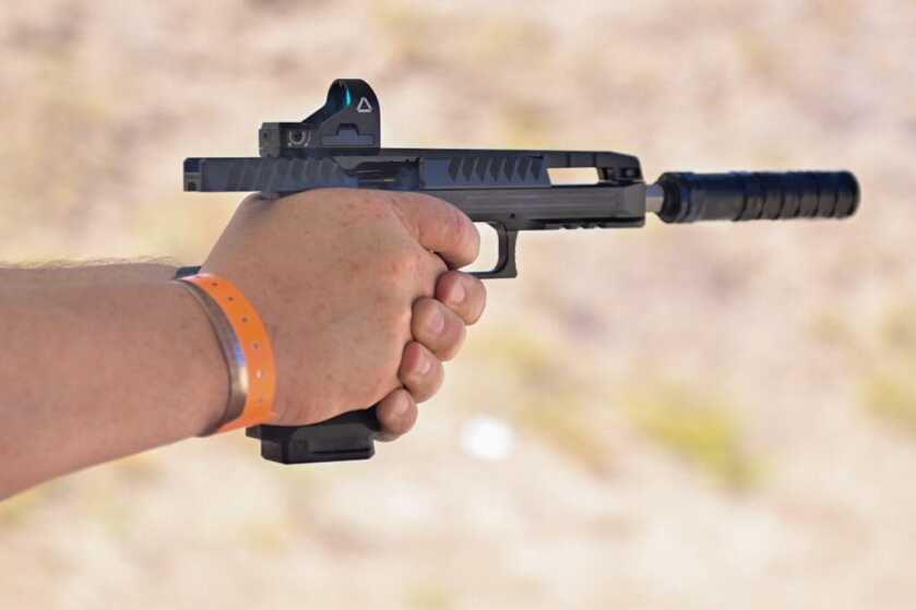 Laugo Alien pistol with JK Armament suppressor at CANCON.
