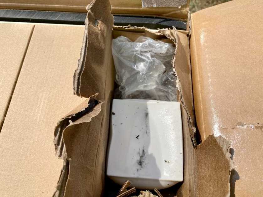 damage on intruder in a box after practice shooting