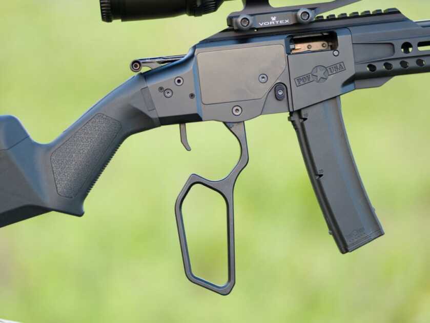 POF Tombstone 9mm shown closeup with the lever action open.