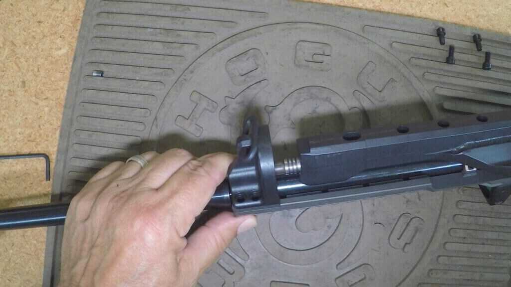 Checking gas block from Ruger Mini-14 Ranch Rifle and Samson Hannibal Rail.