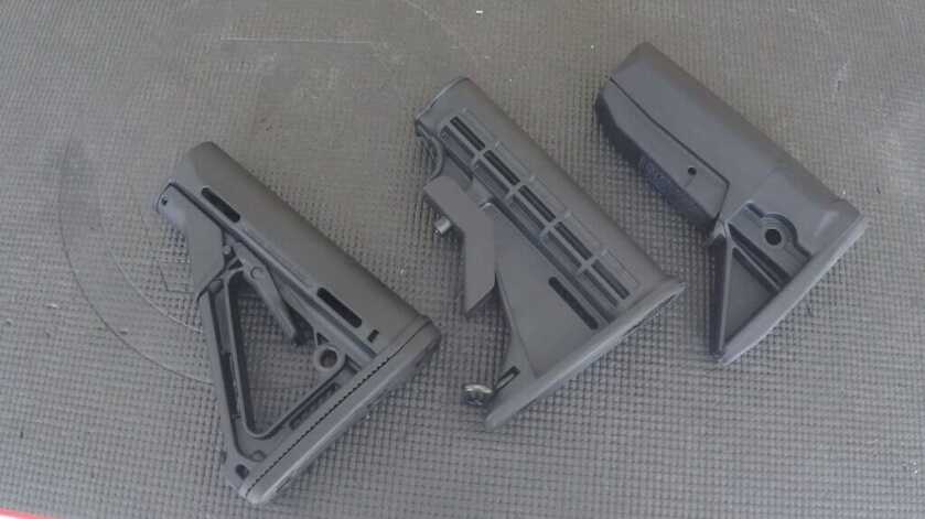 Magpul CTR stock, mil-spec stock,  BCM Gunfighter Mod 0 stock compared.