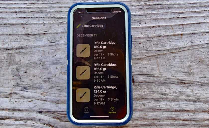 3 - Garmin Xero C1 Pro: The New King of Chronographs Garmin ShotView app showing groups fired with different cartridge bullet weights