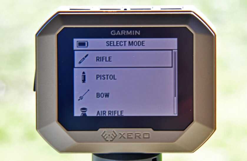 3 - Garmin Xero C1 Pro: The New King of Chronographs Garmin Xero C1 Pro Chronograph display with selections for rifle, pistol, bow and air rile