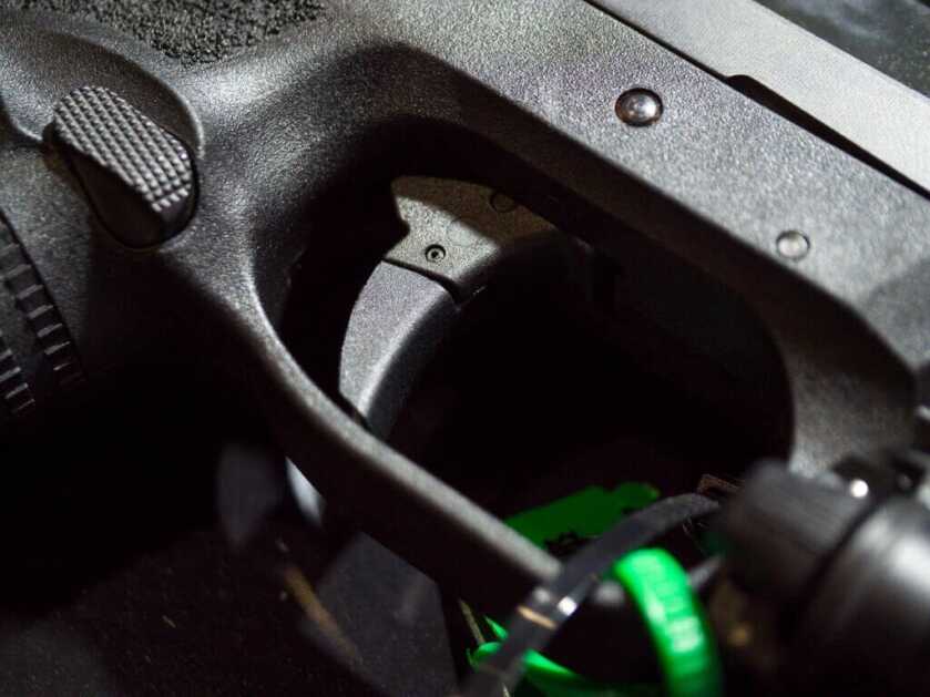Close up view of the trigger.