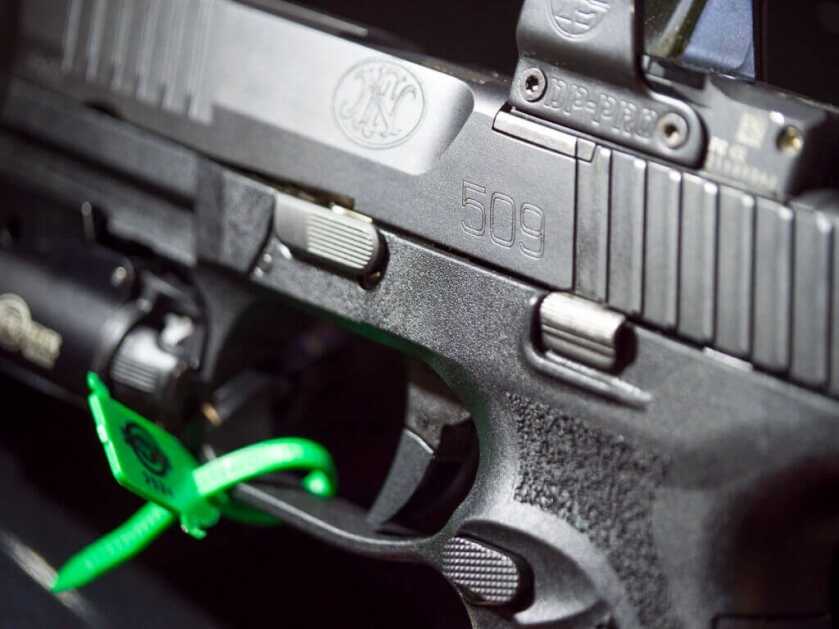 Close up view of the left side controls. The gun is pointed to the left.