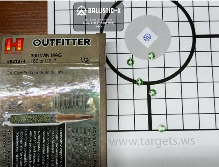 A 5-round accuracy test shows the capabilities of this rifle.