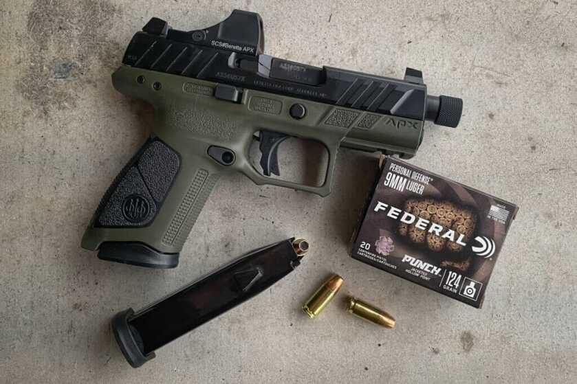 Beretta APX A1 with Federal Ammo on cement