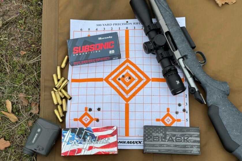 Ruger American Gen II Rifle with Hornady ammunition and 100-yard target