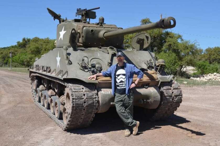 M4 Sherman tank at Ox Ranch Texas, live guns, ready for DriveTanks experience