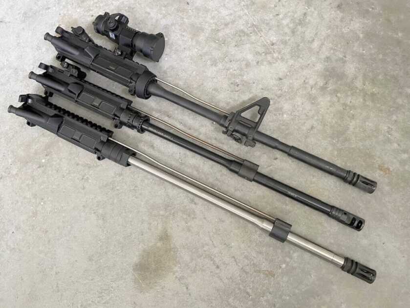 rifle, mid and carbine length gas systems on an AR 15