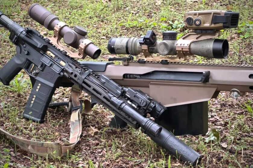 AUS Mount on a rifle in the grass