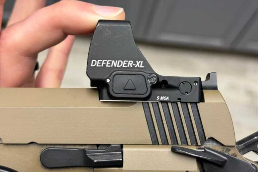 Red dot sight installed on a Stealth Arms Platypus handgun