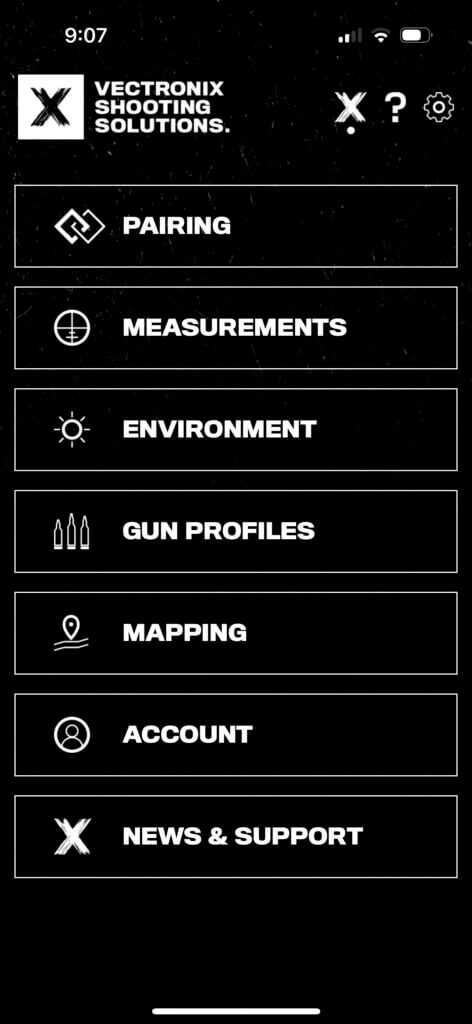 rangefinder main menu