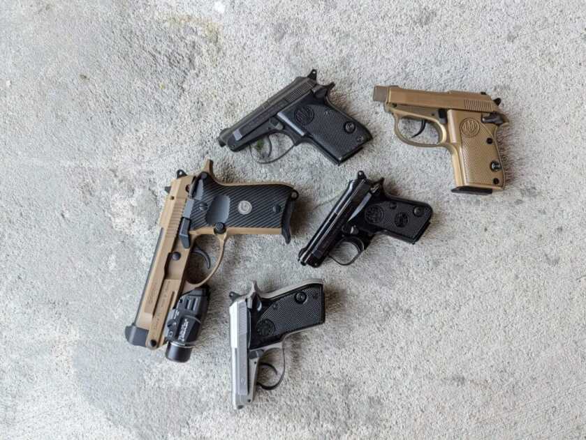 tip-up handguns grouped together