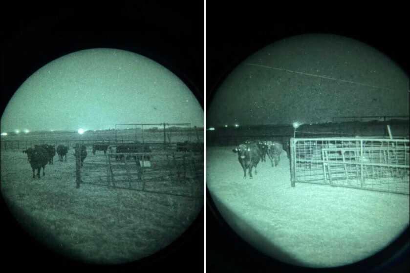 IR light shining no moonlight two images compared