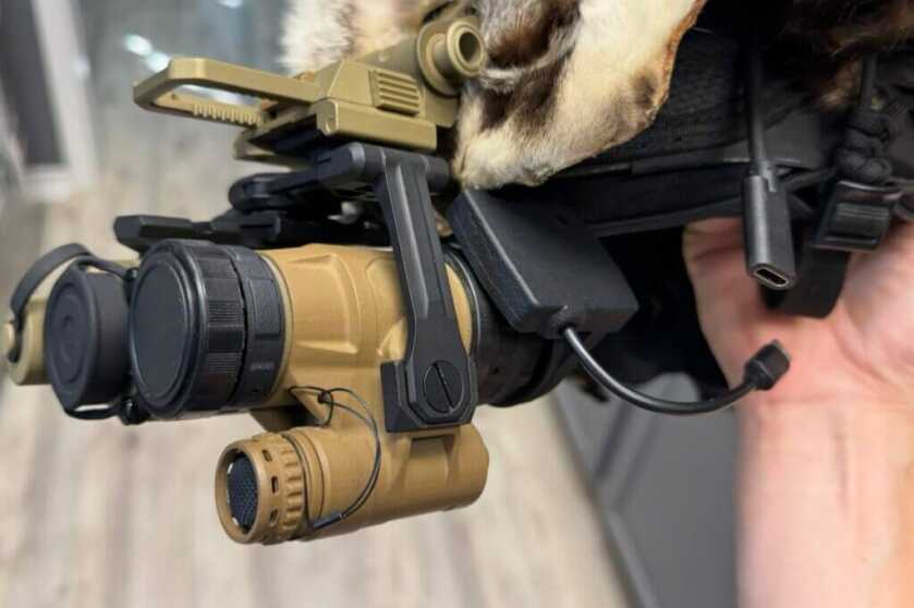 LPMR-X mounted on helmet and plugged in