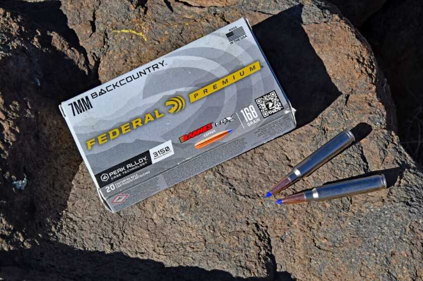 Federal 7mm Backcountry ammunition wiith 168-grain Barnes LRX bullet