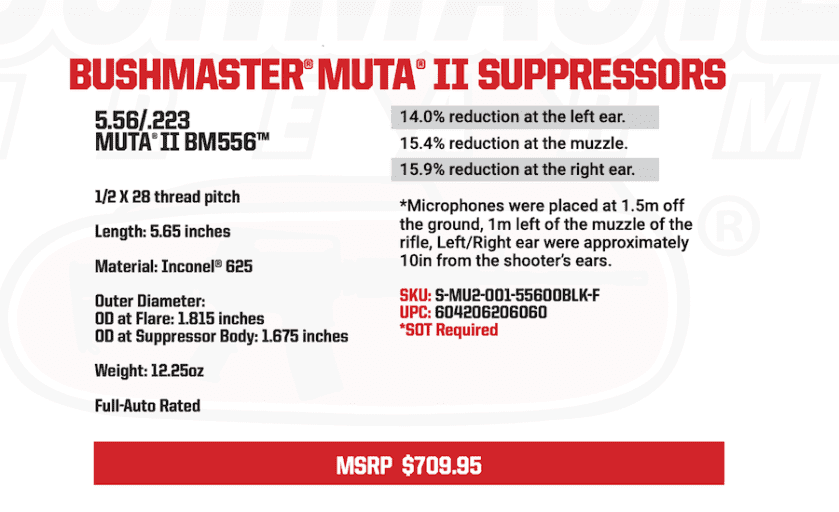The specs for the Bushmaster Muta. 
