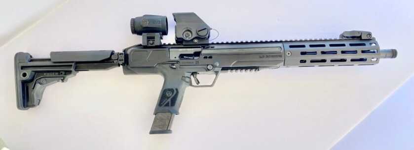 Ruger LC Carbine 10mm AUTO with Tru-Vision red dot and Meproguard MMX3 Magnifier
