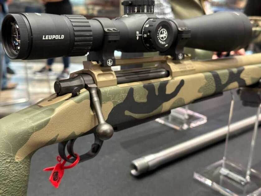 Closeup of the ejection port side of a rifle action.