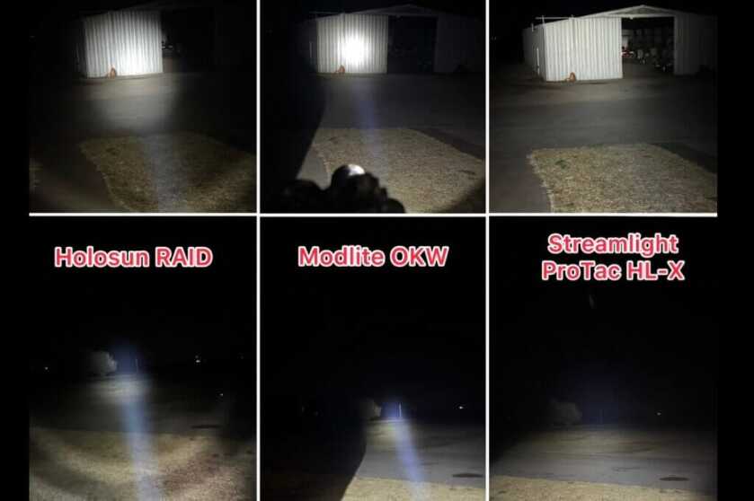 3 different weapon-mounted-lights