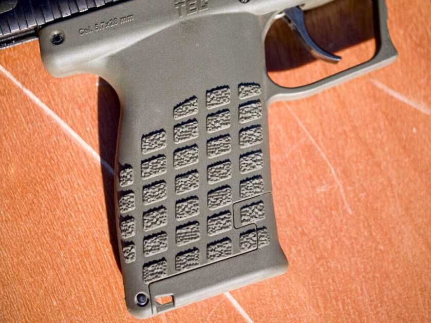 Close up view of the right side grip. Showing texture.