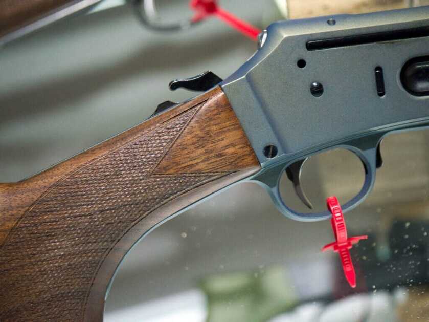 Close up of the receiver and the butt stock.