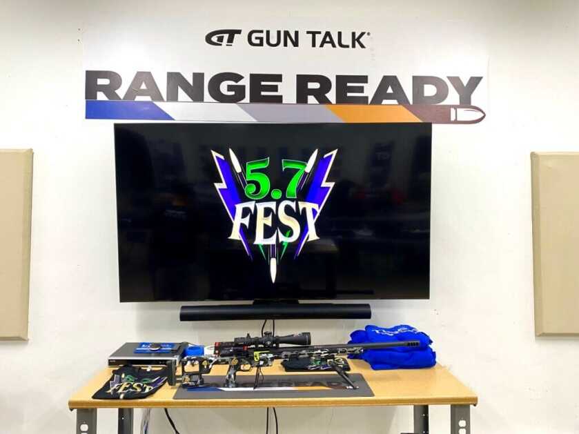 TV with merch in front of it