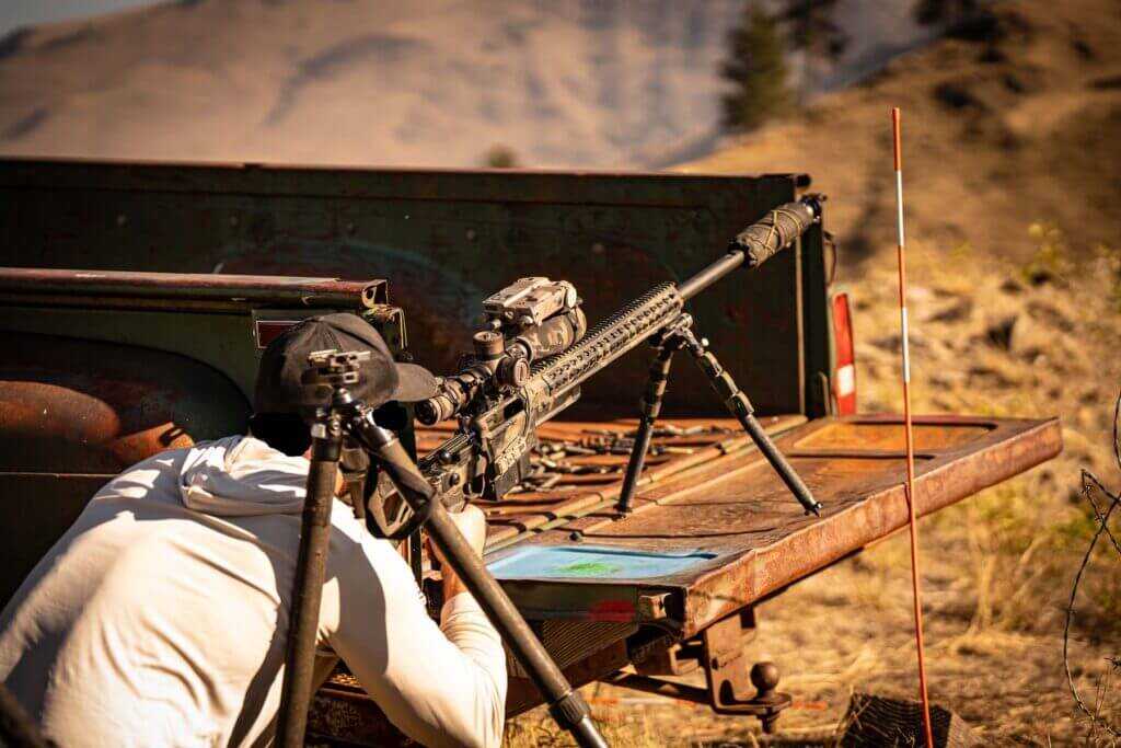 Sniper shooting on truck