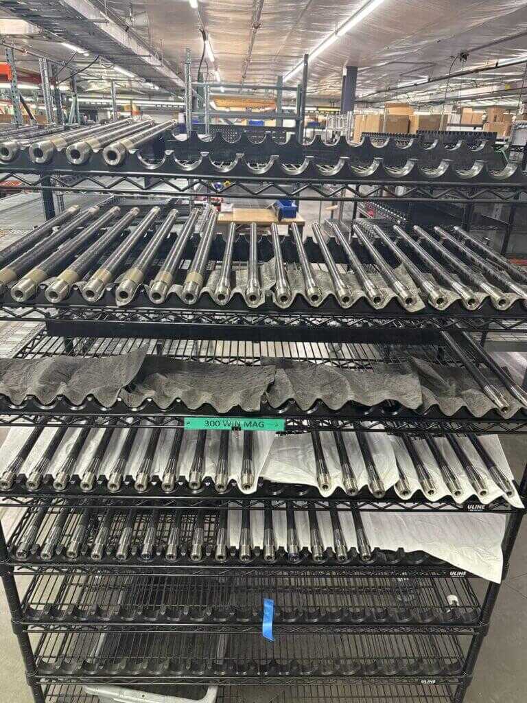 Close-up view of Seekins Precision barrel machining and rifling process detail