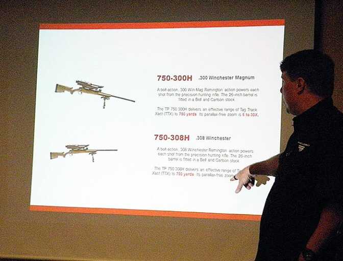 Scott Calvin presented the key features of each of the TrackingPoint models.