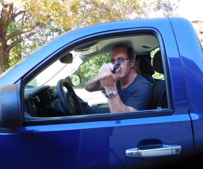 The Center Axis Relock is well-suited to being used in a seated position, such as from a car.