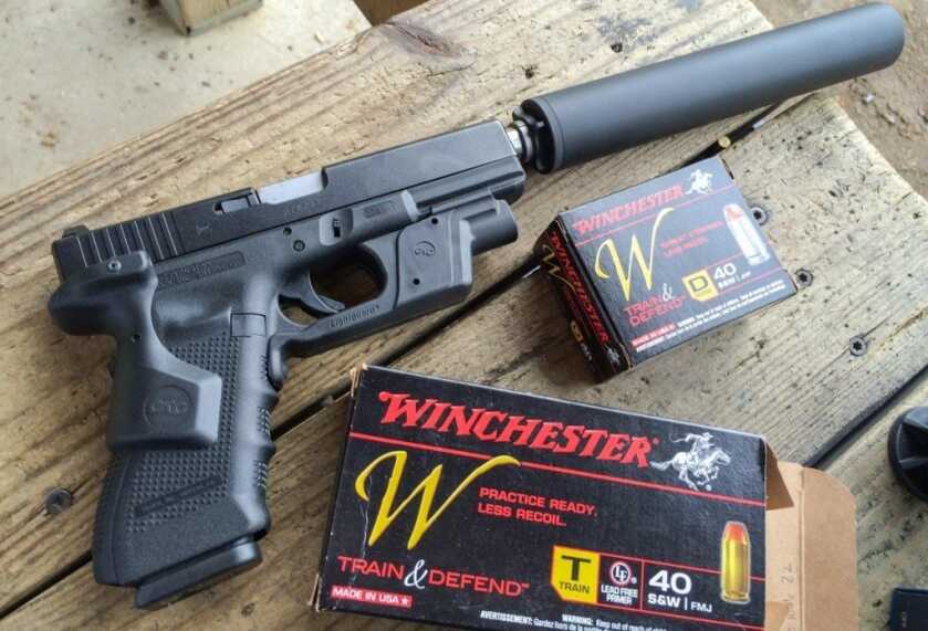 If you plan to stick to subsonic ammunition only, you can buy a large pistol silencer and use it on a wide variety of guns.
